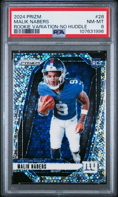 2024 Panini Prizm Rookie Variation Malik Nabers #28 (Rookie Variation-No Huddle) Nm-Mt 8 front