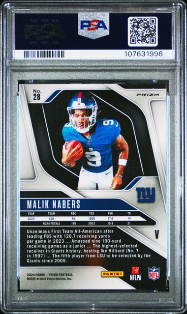 2024 Panini Prizm Rookie Variation Malik Nabers #28 (Rookie Variation-No Huddle) Nm-Mt 8 back