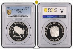 1987 200 P World Wildlife Fund KM-248  Ag PR67DCAM
