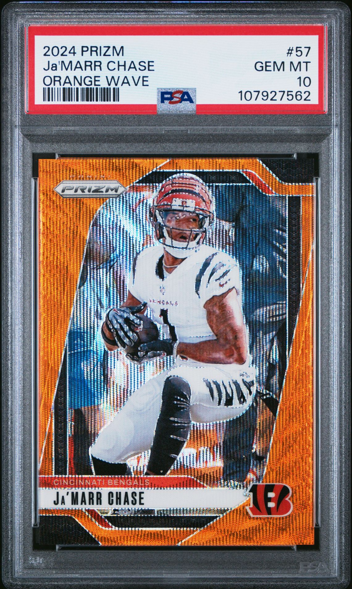 2024 Panini Prizm Ja'marr Chase #57 (Orange Wave) Gem Mt 10 front