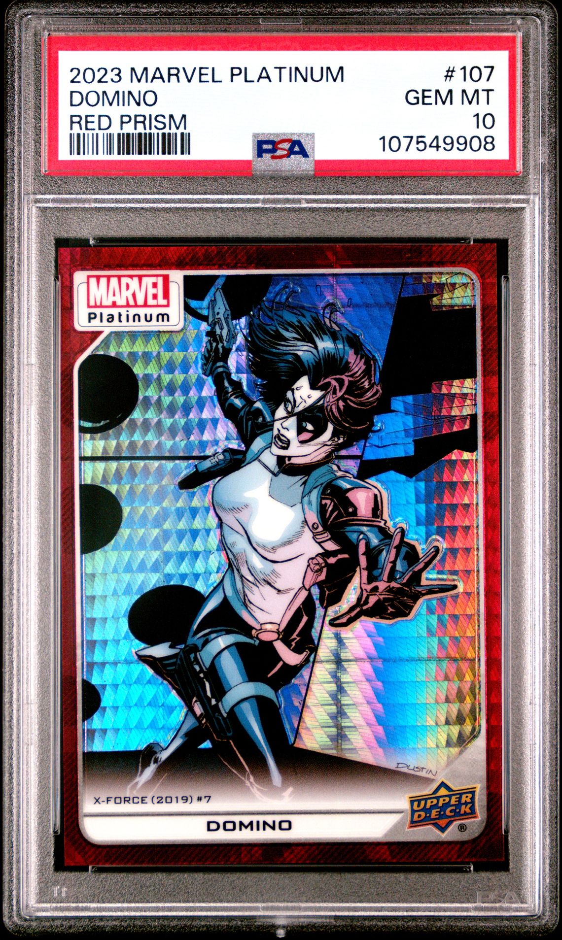 2023 Upper Deck UPPER DECK MARVEL PLATINUM RED PRISM #107 Domino front