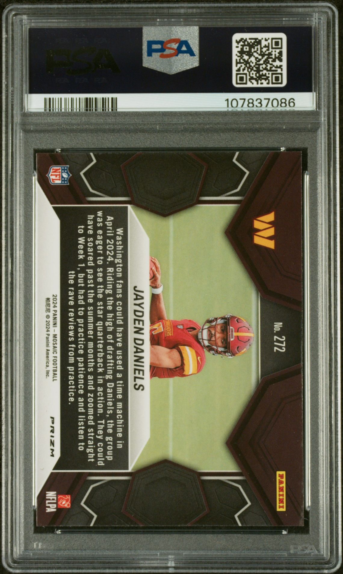 2024 Panini Mosaic Jayden Daniels #272 (Camo Pink) Gem Mt 10 back