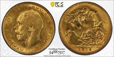 1915-P 1/2 Sov S-4008 MS62