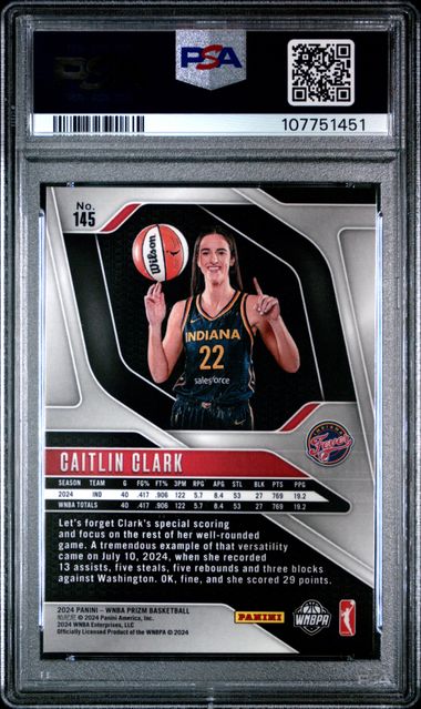 2024 Panini Prizm Wnba Caitlin Clark #145 Nm-Mt 8 back