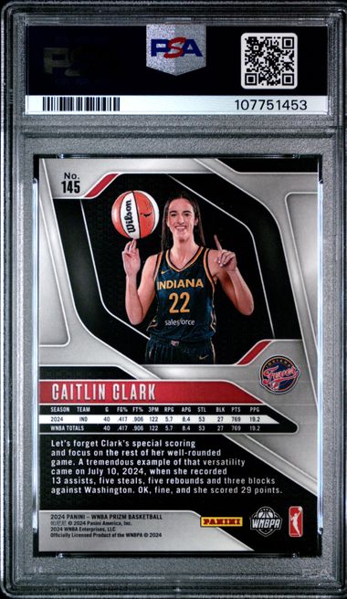 2024 Panini Prizm Wnba Caitlin Clark #145 Nm-Mt 8 back