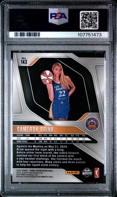 2024 Panini Prizm Wnba Cameron Brink #143 Mint 9 back