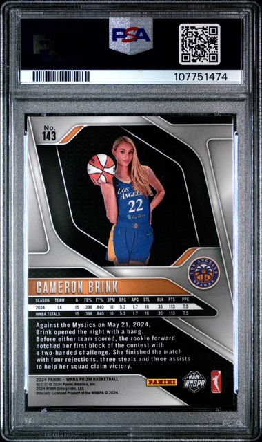 2024 Panini Prizm Wnba Cameron Brink #143 Nm-Mt 8 back