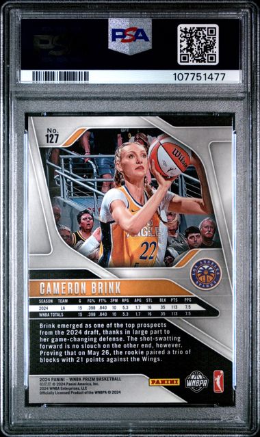 2024 Panini Prizm Wnba Cameron Brink #127 Mint 9 back