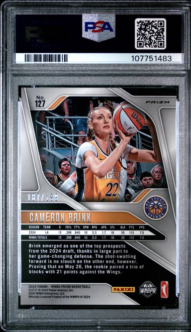 2024 Panini Prizm Wnba Cameron Brink #127 (Blue Prizm) Nm 7 back