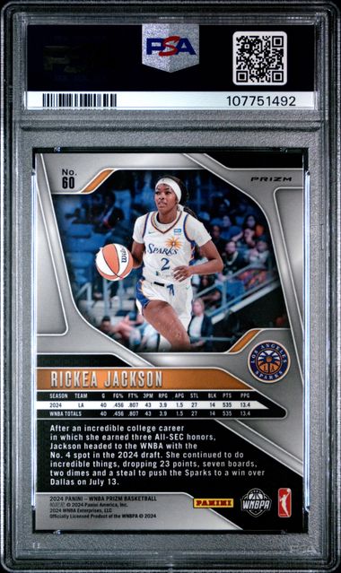 2024 Panini Prizm Wnba Rickea Jackson #60 (Silver Prizm) Mint 9 back