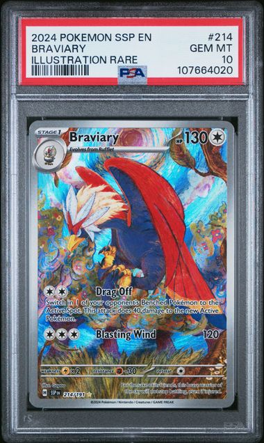 2024 Pokemon Ssp En-Surging Sparks Braviary #214 (Illustration Rare) Gem Mt 10 front
