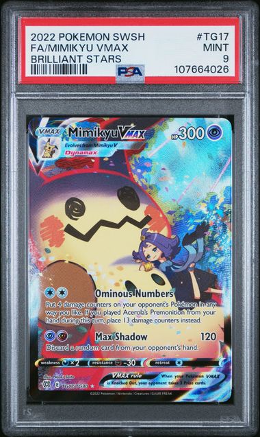 2022 Pokemon Sword & Shield Brilliant Stars Fa/Mimikyu Vmax #Tg17 (Brilliant Stars) Mint 9 front