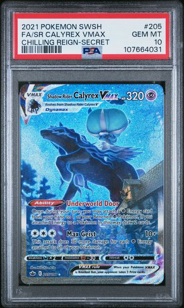2021 Pokemon Sword & Shield Chilling Reign Fa/Sr Calyrex Vmax #205 (Chilling Reign-Secret) Gem Mt 10 front