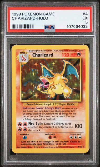 1999 Pokemon Game Charizard-Holo #4 Ex 5 front