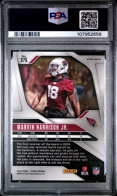 2024 Panini Prizm Marvin Harrison Jr. #375 (Green Wave) Mint 9 back