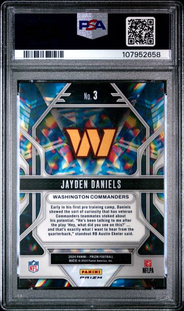 2024 Panini Prizm Prizmatic Jayden Daniels #3 (Prizmatic-Green Wave) Gem Mt 10 back