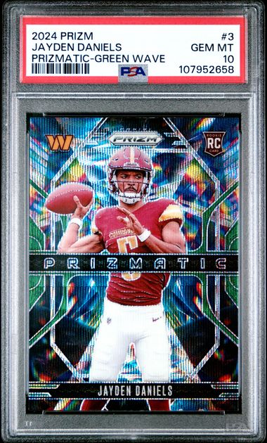 2024 Panini Prizm Prizmatic Jayden Daniels #3 (Prizmatic-Green Wave) Gem Mt 10 front