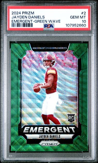 2024 Panini Prizm Emergent Jayden Daniels #2 (Emergent-Green Wave) Gem Mt 10 front