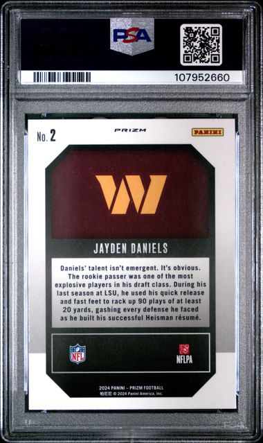 2024 Panini Prizm Emergent Jayden Daniels #2 (Emergent-Green Wave) Gem Mt 10 back