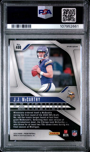 2024 Panini Prizm Jj Mccarthy #400 (Green Wave) Mint 9 back