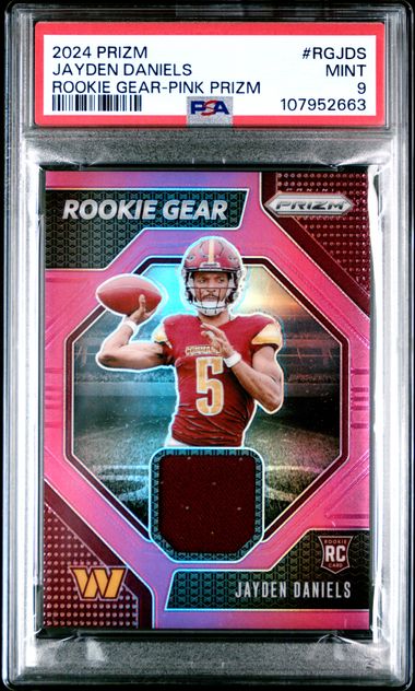 2024 Panini Prizm Rookie Gear Jayden Daniels #Rgjds (Rookie Gear-Pink Prizm) Mint 9 front