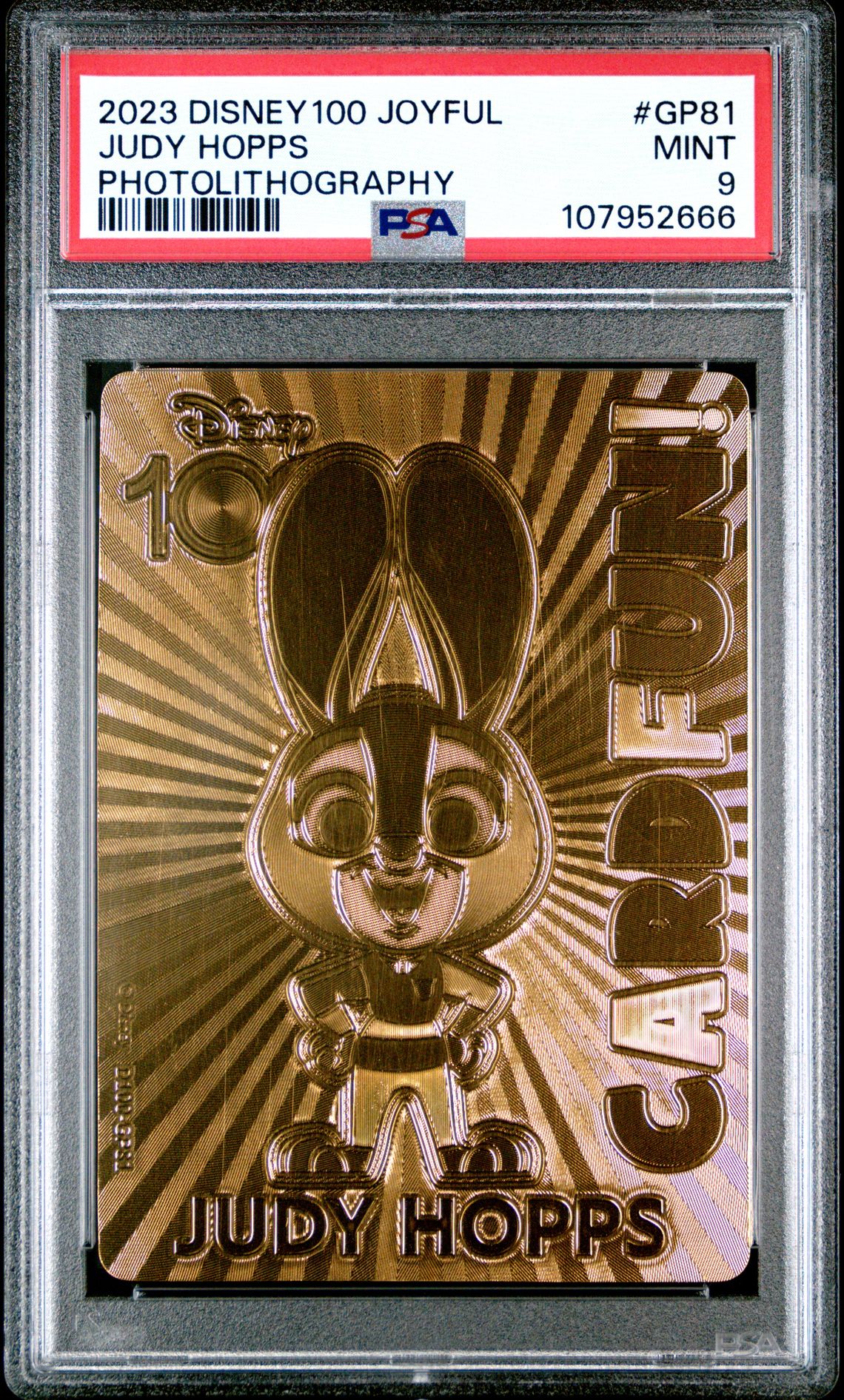 2023 Card.fun Disney100 Joyful Photolithography Judy Hopps #Gp81 (Photolithography) Mint 9 front
