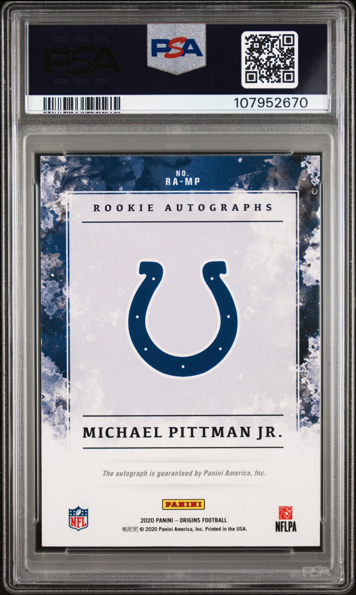 2020 Panini Origins Rookie Autographs Michael Pittman Jr. #Ramp (Rookie Autographs) Mint 9 back