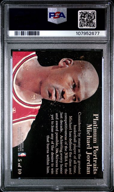 1996 Metal Platinum Portraits Michael Jordan #5 (Platinum Portraits) Vg 3 back