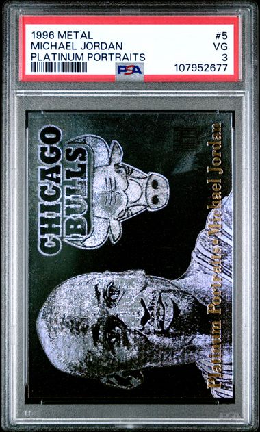 1996 Metal Platinum Portraits Michael Jordan #5 (Platinum Portraits) Vg 3 front