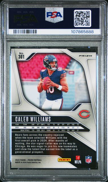 2024 Panini Prizm Caleb Williams #301 (Lazer Prizm) Gem Mt 10 back