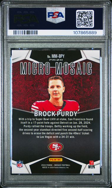 2024 Panini Mosaic Micro Mosaic Brock Purdy #Mmbpy Gem Mt 10 back