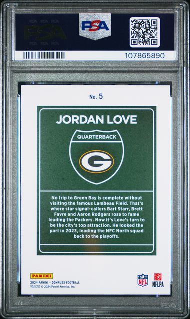 2024 Panini Donruss Downtown! Jordan Love #5 Mint 9 back