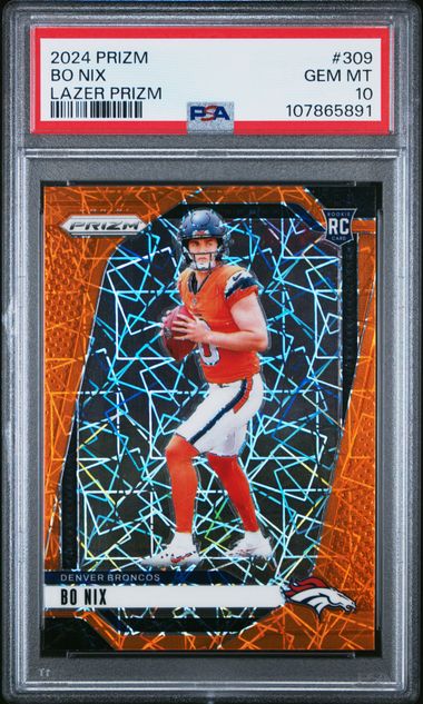 2024 Panini Prizm Bo Nix #309 (Lazer Prizm) Gem Mt 10 front