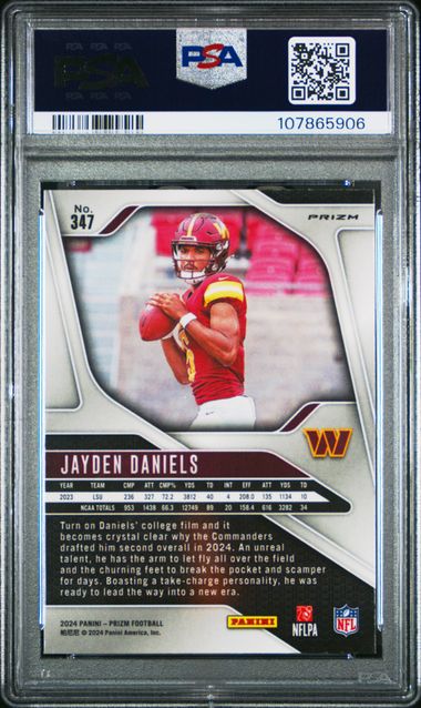 2024 Panini Prizm Jayden Daniels #347 (Lazer Prizm) Mint 9 back