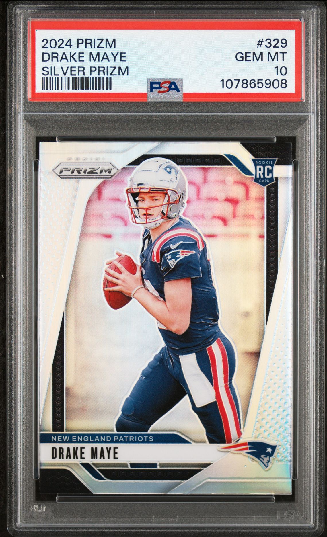 2024 Panini Prizm Drake Maye #329 (Silver Prizm) Gem Mt 10 front