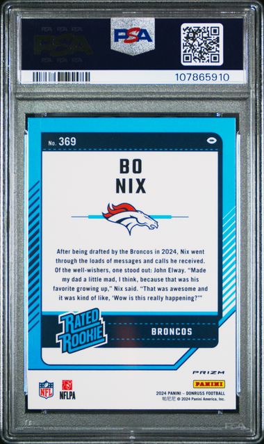 2024 Panini Donruss Bo Nix #369 (Optic Preview-Pink) Gem Mt 10 back