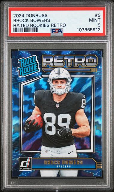 2024 Panini Donruss Rated Rookies Retro Brock Bowers #9 Mint 9 front