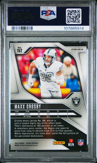 2024 Panini Prizm Maxx Crosby #152 (Black & White Checker) Mint 9 back