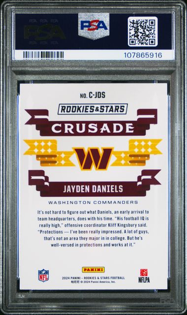 2024 Panini Rookies & Stars Crusade Jayden Daniels #Cjds (Crusade-Red Plaid) Gem Mt 10 back