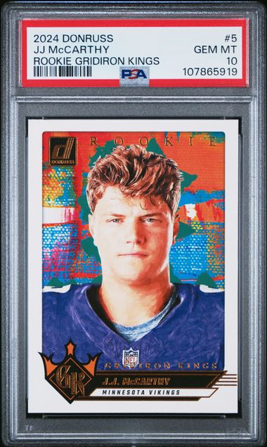 2024 Panini Donruss Rookie Gridiron Kings Jj Mccarthy #5 Gem Mt 10 front