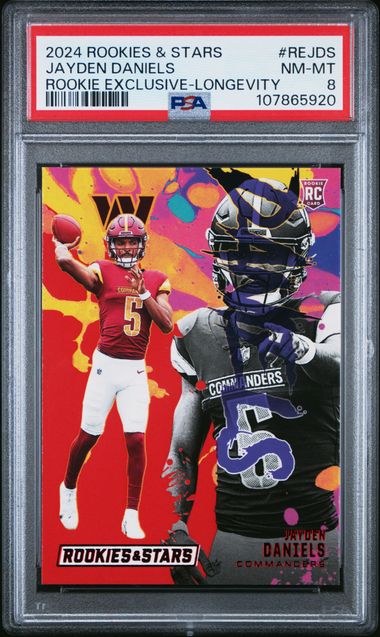 2024 Panini Rookies & Stars Rookie Exclusive Jayden Daniels #Rejds (Rookie Exclusive-Longevity) Nm-Mt 8 front