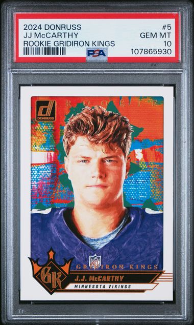 2024 Panini Donruss Rookie Gridiron Kings Jj Mccarthy #5 Gem Mt 10 front