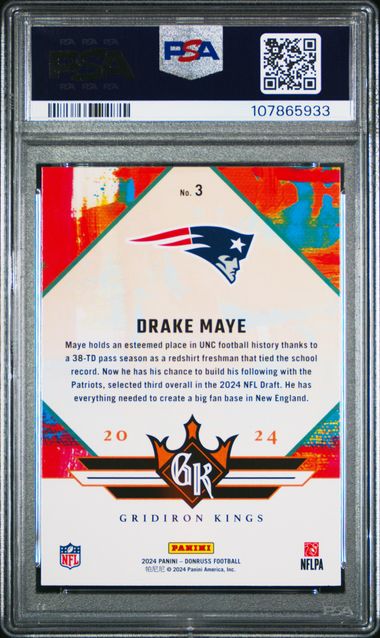 2024 Panini Donruss Rookie Gridiron Kings Drake Maye #3 Mint 9 back