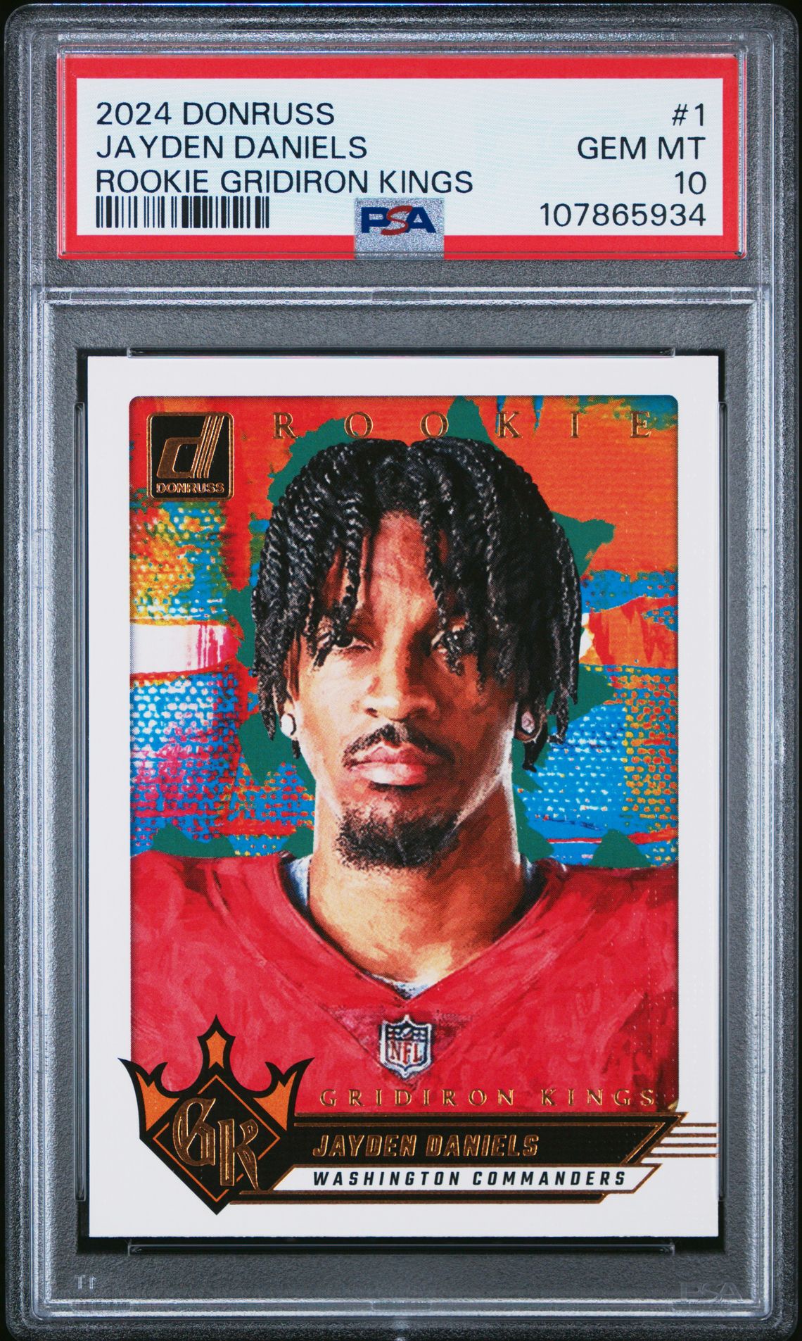 2024 Panini Donruss Rookie Gridiron Kings Jayden Daniels #1 Gem Mt 10 front