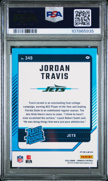 2024 Panini Donruss Jordan Travis #349 (Optic Preview) Gem Mt 10 back