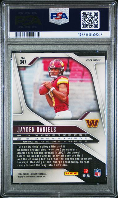 2024 Panini Prizm Jayden Daniels #347 (Disco Prizm) Gem Mt 10 back