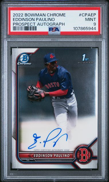 2022 Bowman Chrome Prospect Autographs Eddinson Paulino #Cpaep (Prospect Autograph) Mint 9 front
