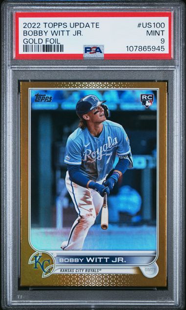 2022 Topps Update Bobby Witt Jr. #Us100 (Gold Foil) Mint 9 front