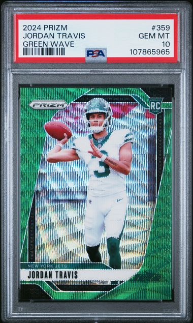 2024 Panini Prizm Jordan Travis #359 (Green Wave) Gem Mt 10 front