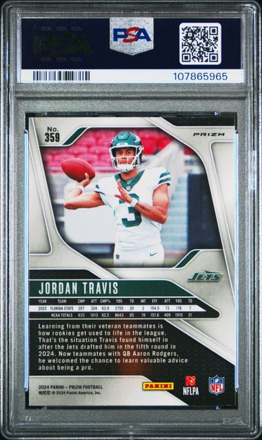 2024 Panini Prizm Jordan Travis #359 (Green Wave) Gem Mt 10 back